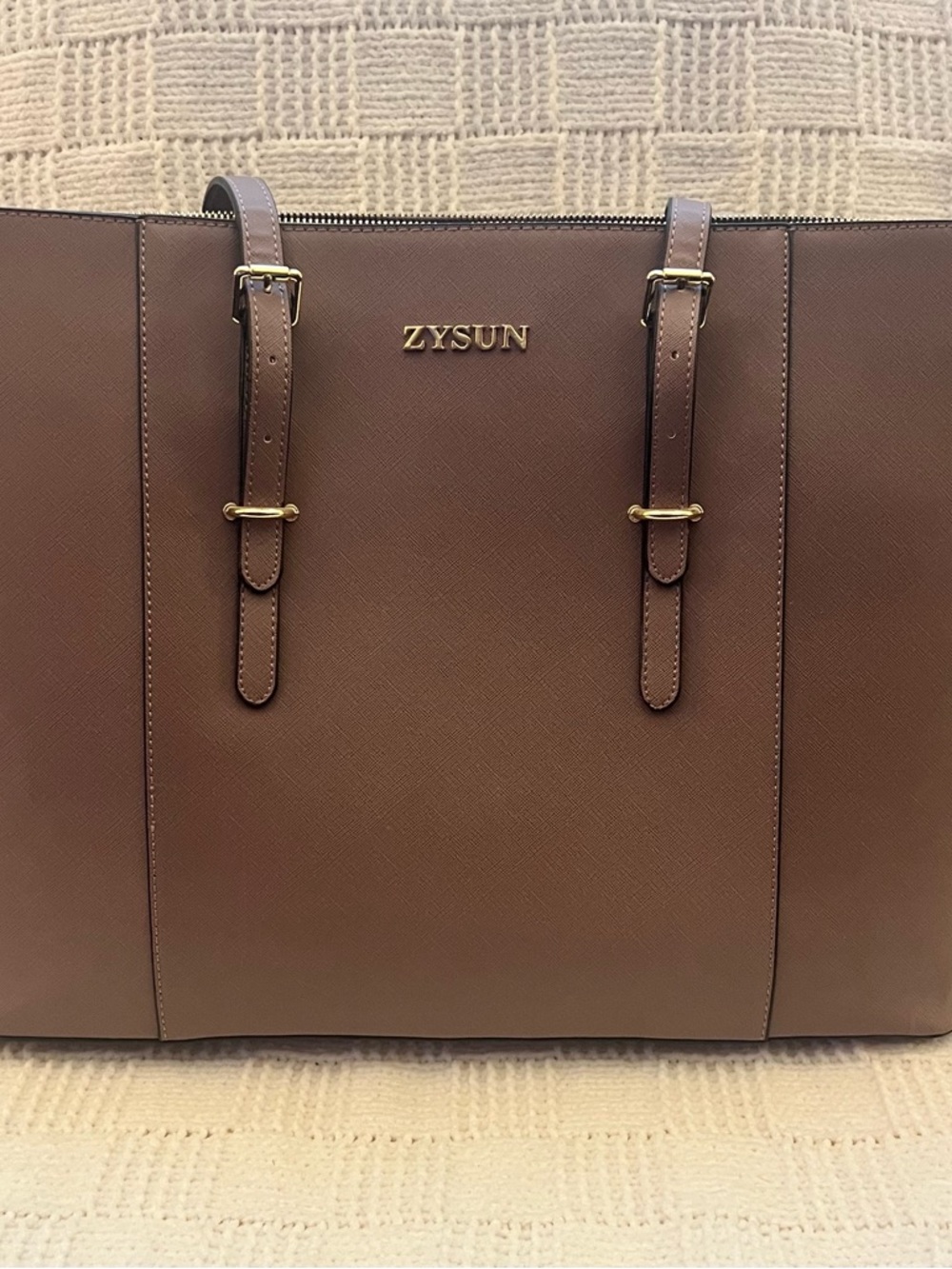 Zysun Brown Laptop Tote Bag for Women
